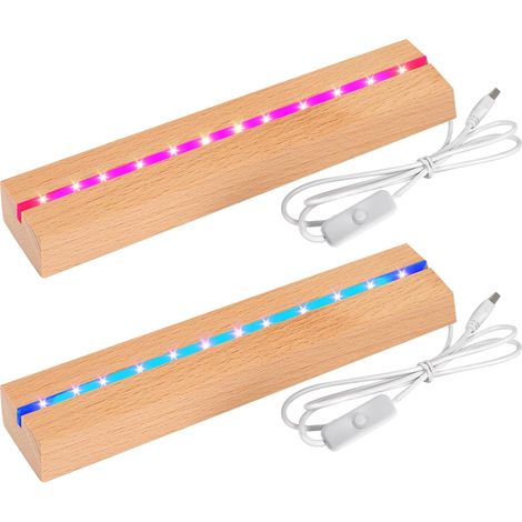 Socle Lumineux LED Bois: Lot De 2 30cm Base D'affichage LED, Socle En Bois éclairé Rectangulaire Pour Panneau Acrylique De 5 Mm D'épaisseur, Plaque En Verre, Art En Résine (1/5)