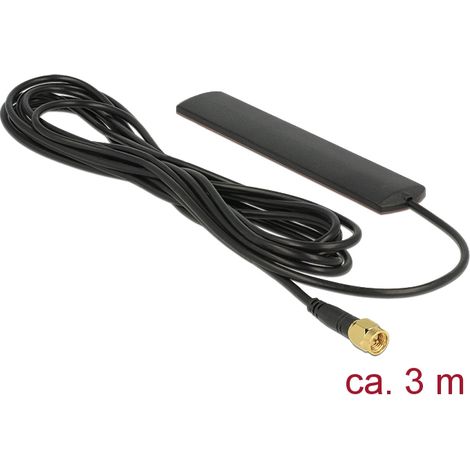Delock  4G LTE/WLAN,BT/ZIGBEE Antena SMA 3 dBi Omnidirectional Fixed Black Adhesive Mounting