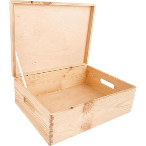 Scatola Portaoggetti in Legno con Manici 40x30x14 cm – Naturale
