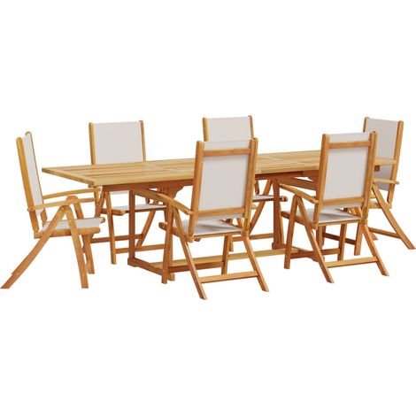7 Piece Garden Dining Set Solid Wood Acacia and Textilene vidaXL (1/5)