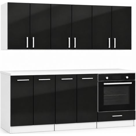 ROE Furniture zestaw kuchenny 180 cm - Czarny połysk (1/5)