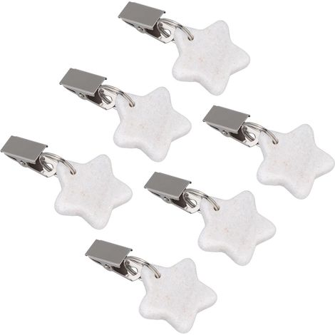 Lot de 6 pinces à napperon en forme de cœur ou étoile, avec pierres lestées pour table de jardin, pique-nique et décoration intérieure/extérieure. (1/5)