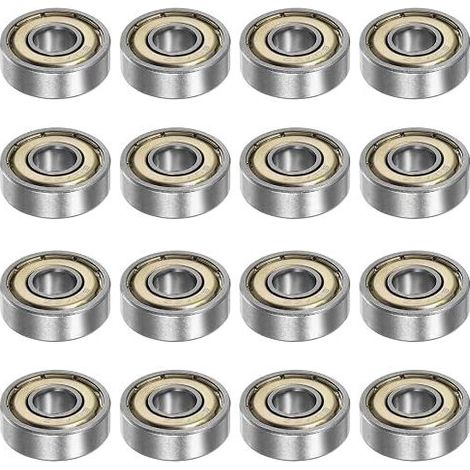 QUARKZMAN 16pcs 607ZZ Deep Groove Ball Bearings 7mm Bore 19mm OD 6mm Thick Carbon Steel Double Shielded Z1 Bearing for Engines (1/5)