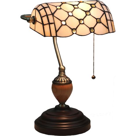 Tiffany Style Antique Bankers Lampe Vitrail Méditerranéen Cafe (1/5)