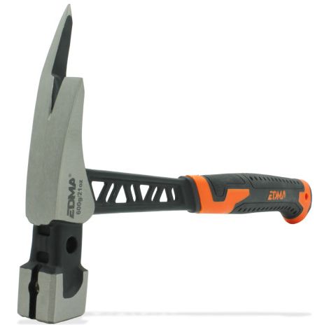 Edma – Marteau de charpentier 600g – Manche anti-vibrations – Poignée ergonomique antidérapante – Frappe gaufrée – Porte-clous magnétique (1/3)