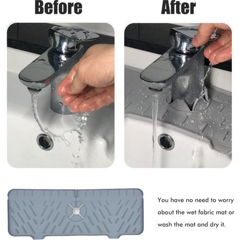 Protection anti-éclaboussures pour robinet de cuisine/évier, tapis récupérateur d'eau en silicone, coussinet d'égouttage à placer derrière le robinet pour cuisine et salle de bain (1/5)