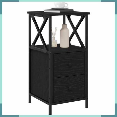 Cabinet de chevet - 862919 - Chêne noir - 2 tiroirs - 34 x 35,5 x 70 cm (1/5)