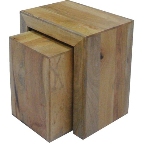 Dakota Cube Nest Tables - Mango Wood - L35 x W50 x H54 cm - Light Finish