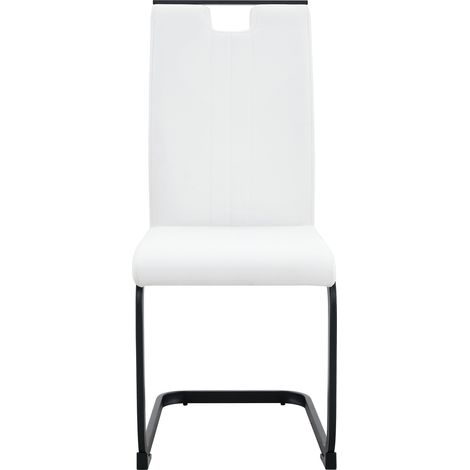 Conjunto de comedor redondo con mesa efecto mármol blanco y 2 sillas blancas (1/5)