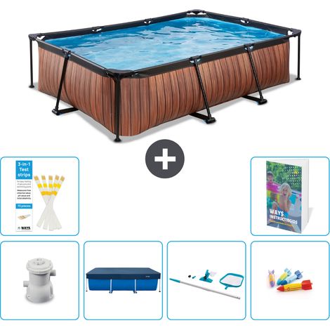 Exit-toys Piscina Exit Rectangular - Efecto madera - 300x200x65 cm - 7-piezas S299 (1/5)