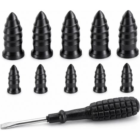 Mèches Réparation Pneu Moto 10 avec Tournevis Noir (1/5)