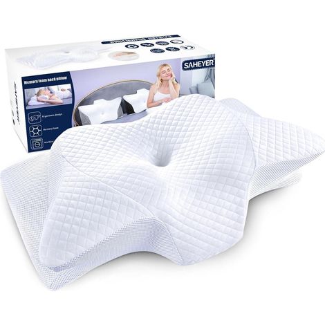Nackenkissen Memory Foam Nackenstützkissen Weiß 60 x 35,5 x 10 13CM (1/5)