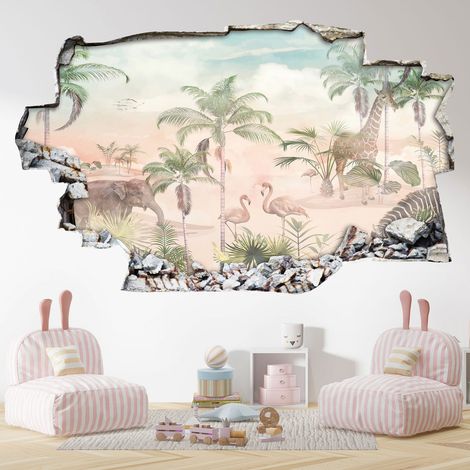 Stickers Trompe l'oeil trou dans le mur - Jungle - 20 x 32 cm (1/3)