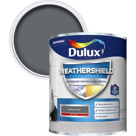 Dulux Weathershield Exterior Gloss Paint - Gallant Grey - 750ml
