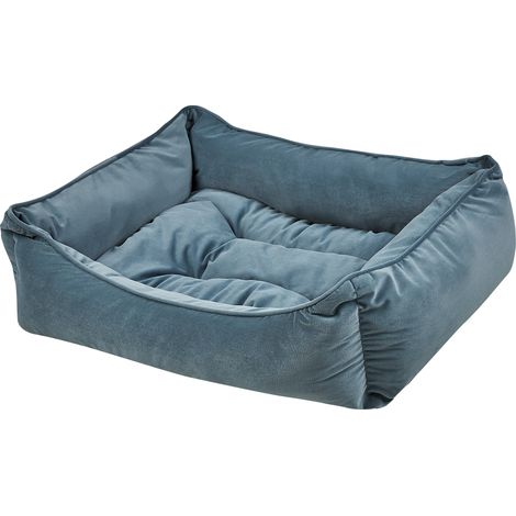 Cama para perro de terciopelo azul 70 x 60 cm cojín mascota gato Izmir
