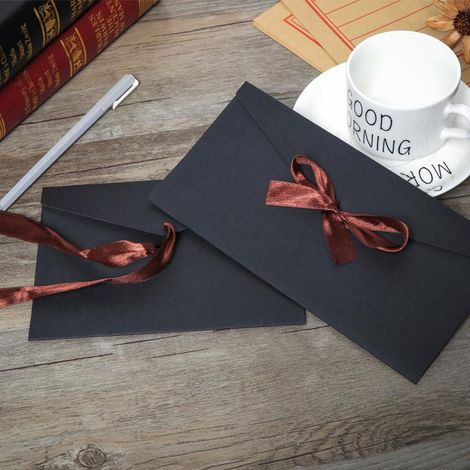 16 enveloppes rétro style western, couleur unie (carton noir + papier kraft) (1/5)
