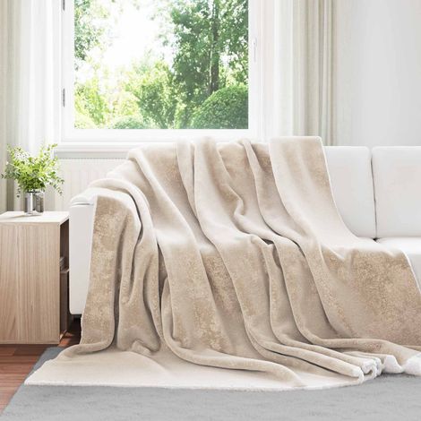 Überwurfdecke Beige 220 x 240 cm Fleece
