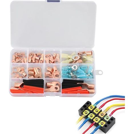 Câble éLectrique,Cosses de Embouts de Câble de Batterie,Cosses Tubulaires en Cuivre M6/M8,Awg 2-16,Voitures,Boîtes de Distribution,Applications Solaires (1/5)