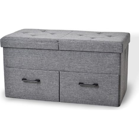Banc de Rangement avec coffre et tiroirs 2 places 77x40x38cm (1/5)