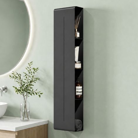 Mai & Mai Mensola da Bagno Multifunzionale da Parete in Metallo, Montaggio con Foratura, Supporto Per Bagno e Cucina, Nero, Reglo-16