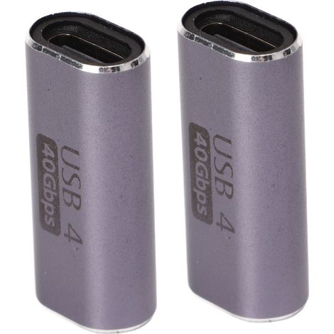 Adaptateur USB-C vers USB-C femelle-femelle, transfert de données 40 Gbit/s, charge rapide 100 W, connecteur USB-C droit, lot de 2 (1/5)