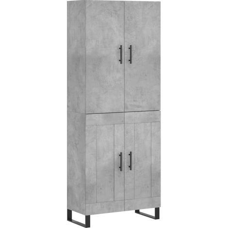 Buffet bahut commode armoire meuble de rangement organisateur cuisine salle de séjour salon haut 69,5 x 34 x 180 cm bois d'ingénierie gris