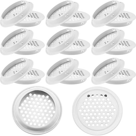 Lot de 20 Grille de ventilation, Rond 53mm, Inox, Blanc, Pour armoire, Placard (1/5)