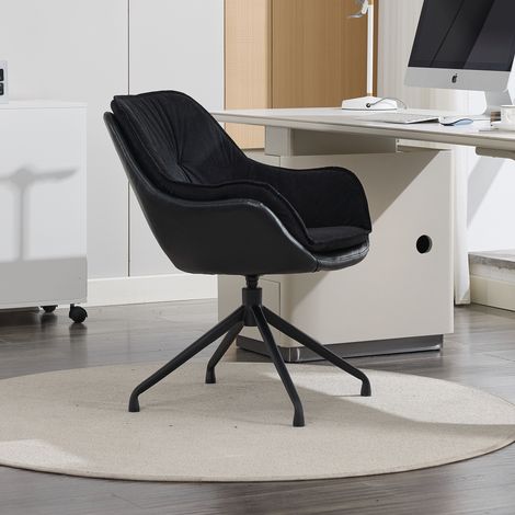 Chaise de bureau domestique,fauteuil en faux cuir,fauteuil de maquillage à siège profond – idéal pour le salon et la chambre(BO)