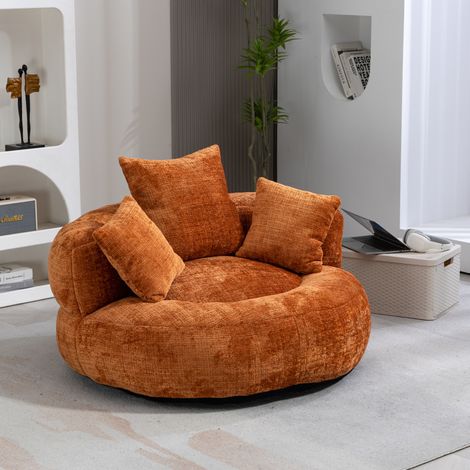 poltrona seduta 108x108 cm lounge chenille arancione OKMYHOME (1/5)
