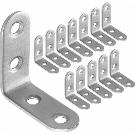 50 pcs équerres de fixation en acier inoxydable 40x40 mm, pour la fixation et la réparation des équerres de meubles, joints renforcés, argent (1/5)