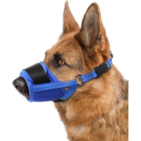 Museau Pour Chien - Filet Respirant En Maille - Pour Chiens Moyens À Grands - Sangle Réglable Avec Réfléchissant - Bleu - Taille L (1/5)
