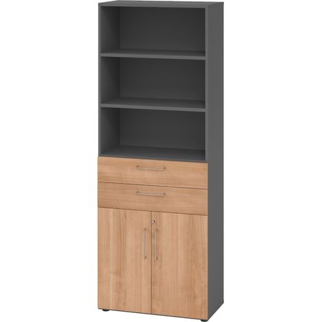 bümö smart Kombischrank - mit Schubladen   Graphit/Nussbaum (1/5)