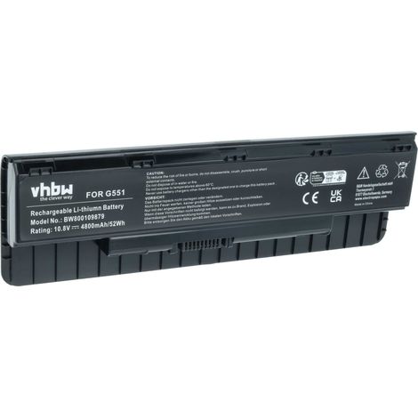 vhbw Akku kompatibel mit Asus n551jx-dm341t, N551JX-DM258T, N551JX-DM193H, N551JX-DM153D, N551JX-DM140H Notebook (4800 mAh, 10,8 V, Li-Ion) (1/5)