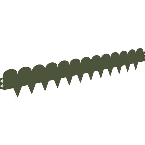 Borde de Césped 10 pcs 103 x 15 cm Acero Verde oliva vidaXL (1/5)