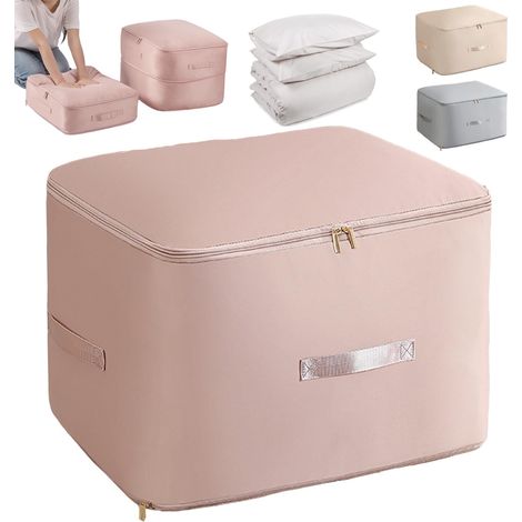 Rangement à Auto-Compression Ultra Peu Encombrants, Organiseur Ultra Compact à Auto-Compression, Sac De Rangement Lourd Pliable Pour Couettes, Couvertures, Literie (Rose, L) (1/5)