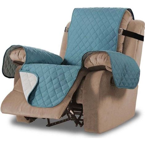 Waterproof Recliner Chair Covers for Armchairs, Recliner Chair Cover, Quilted Relaxing Chair Cover, 1-Seater Sofa Cover, Non-Slip, Pet-Friendly (Blue - 21 inch) (1/5)