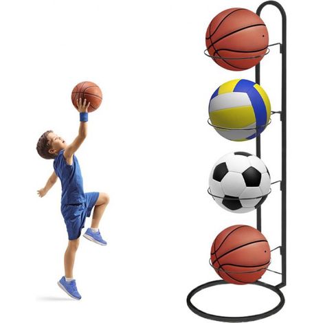 Râtelier à ballons - pour 4 ballons - Support à ballons - Rangement à ballons - Support pour ballons de football - Râtelier de rangement pour ballons (1/5)