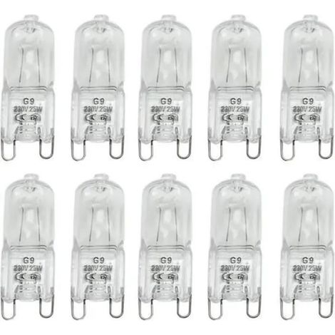 Ampoule Halogène G9 - 25 W - 230 V AC - Blanc Chaud - Intérieur - Lot de 10
