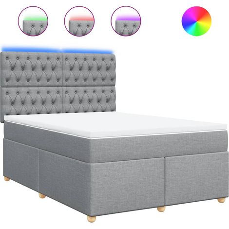 Maison Exclusive - Cama box spring con colchón tela gris claro 16 (1/5)
