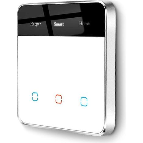 Tuya Smart Home WLAN-Glas-Touchschalter mit beleuchtetem Display, kompatibel mit Google Alexa, Dreiwegeschalter, Weiß (1/5)