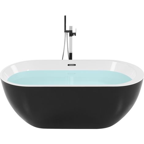 Bañera independiente de acrílico negro plateado 170 cm moderno Nevis