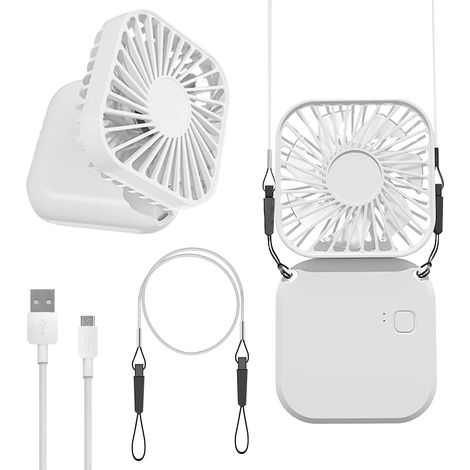 1 Ventilateur de cou, 3 vitesses, USB, ABS/Polycarbonate, Blanc, Extérieur (1/5)