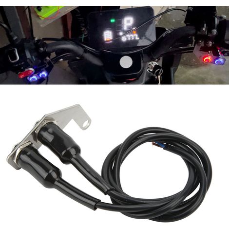 Interrupteur LED pour guidon de moto, bouton ON/OFF phare et antibrouillard avec support acier inox, lumière rouge main gauche, compatible vélo électrique.