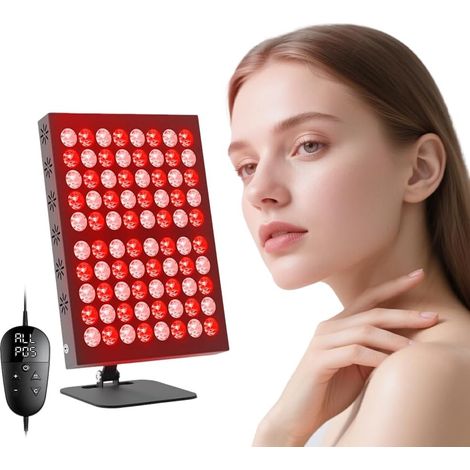 Lampe à lumière rouge pour tout le corps et le visage, lampe infrarouge avec 200 LED, 5 niveaux de luminosité et trois longueurs d'onde (660/850/940 nm), grand panneau avec support réglable et (1/5)