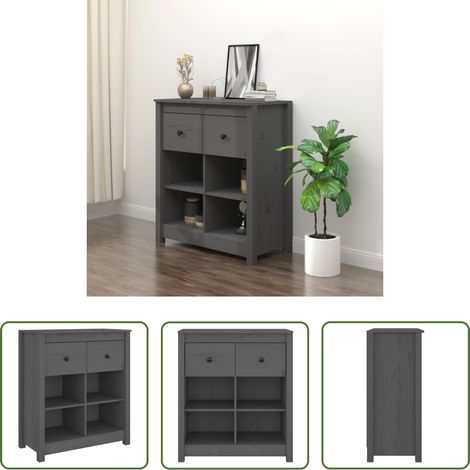 Holzbeistelltisch -  Sideboard Grau 70x35x80 cm Massivholz Kiefer (1/5)