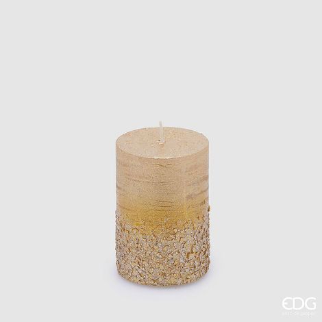 EDG Enzo De Gasperi Candela Rustic Moccolo H 10 Cm D 7 Cm Glitter Light Gold (1/2)