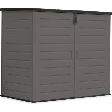 Wasabi Gartenschuppen Kunststoff mit Boden 1170 L - 140x82x124cm – Mülltonnenbox 2er - Wetterfest - Doppeltür und Scharnierdeckel