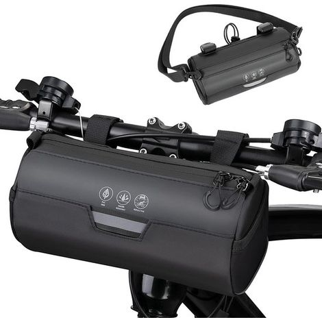 Borsa da bicicletta, borsa da manubrio, borsa da telaio, borsa da manubrio per bicicletta, 2 litri, impermeabile, borsa da manubrio riflettente con tracolla removibile (1/5)