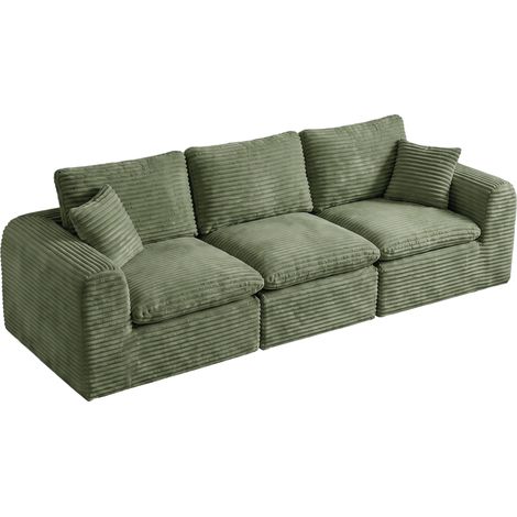 Divano modulare angolare 280x180x65 cm in tessuto a coste verde – MEUBLIV (1/5)