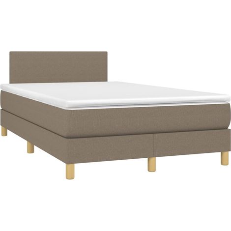 vidaXL Giroletto a Molle con Materasso Tortora 120x200 cm in Tessuto
